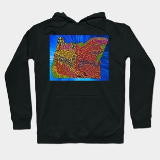 State of Oregon - Pop Art Style with Blue Vector Background Hoodie